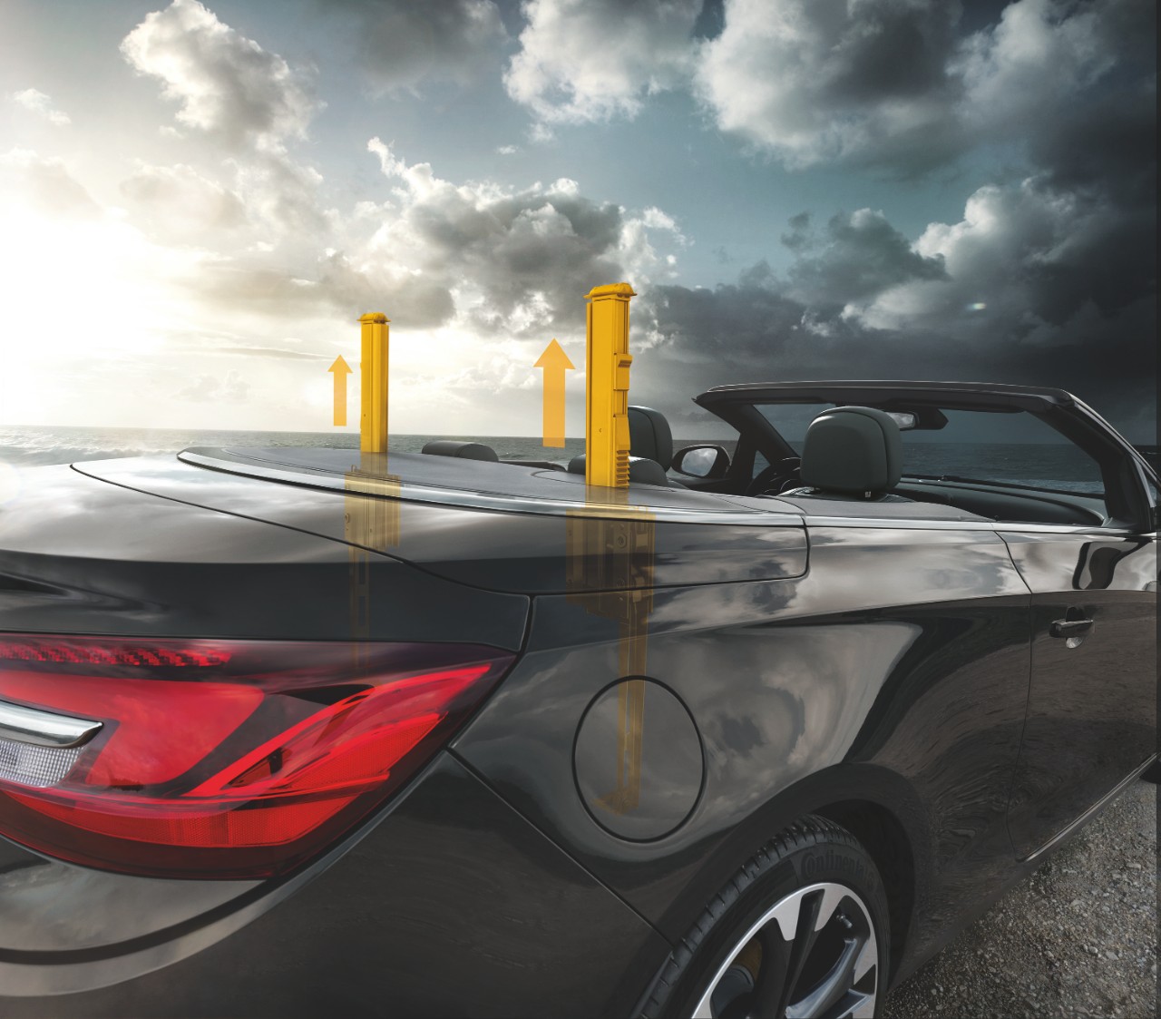 Buick Cascada Convertible, showcasing rollover protection bars.